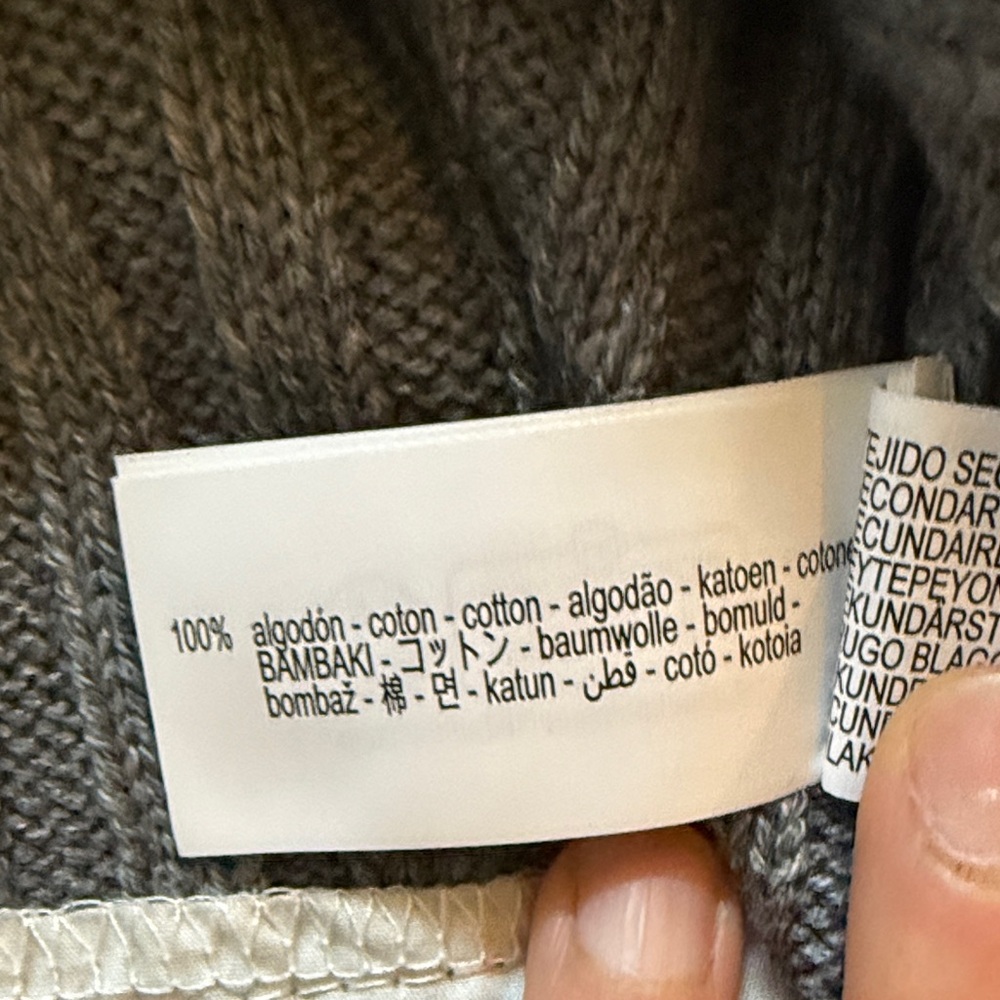 Zara Gray Ribbed Knit Sweater with White Shirt Hem - Picture 3 of 3